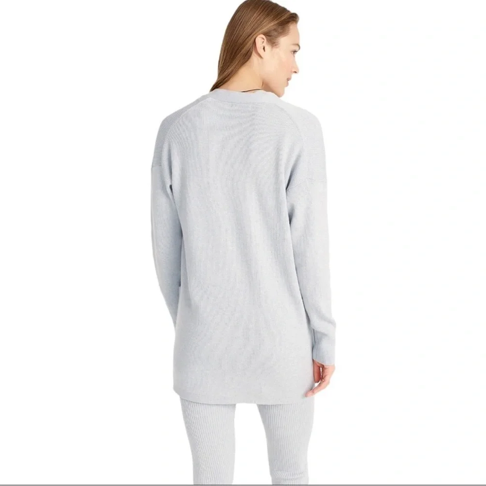 J. Crew Cardigan Ribbed Long Button Long Sleeves Casual Classic Preppy Gray Med